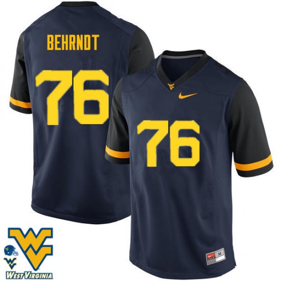 Men's West Virginia Mountaineers NCAA #76 Chase Behrndt Navy Authentic Nike Stitched College Football Jersey SL15L25DM